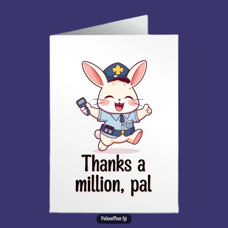 Free Printable Bunny Thank You Card: Funny Cop Remote Downloadable Gift