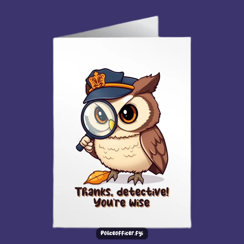 Free Printable Thank You Card: Owl Cop Investigates Gratitude Funny Downloadable Greeting