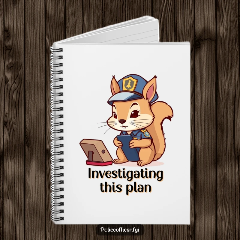 Funny Squirrel Cop Notebook: Determined squirrel in police costume intently watching a remote control, inspiring focused note-taking.