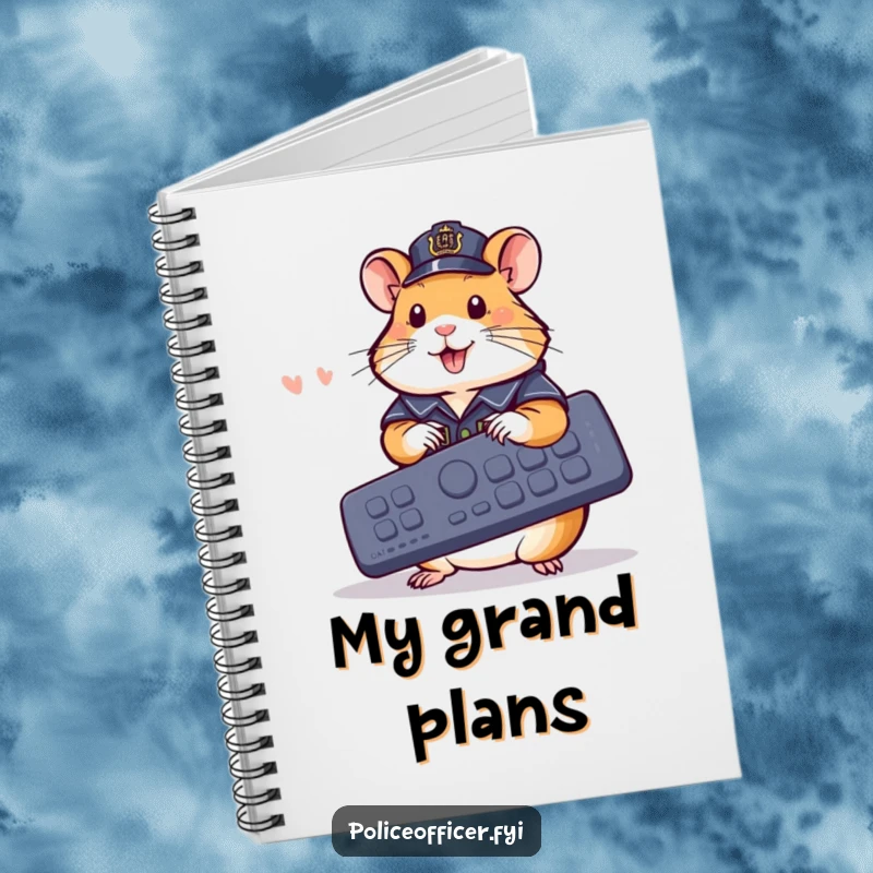 Funny Notebook: Cheerful hamster in police outfit using a giant remote, a journal for funny gift.