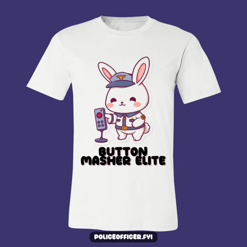 Funny Rabbit Uniform T-Shirt: Playful Remote Presser, Ideal Funny Gift!