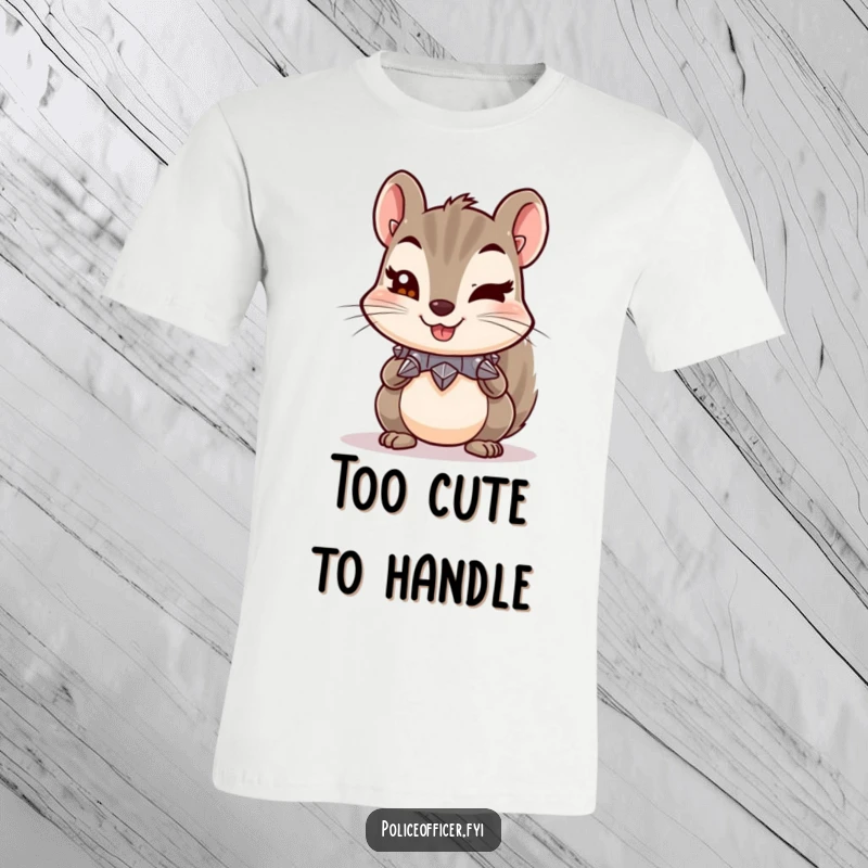 Funny t-shirt of a mischievous squirrel wearing a tiny spiked collar and giving a cheeky wink, embodying playful naughtiness.