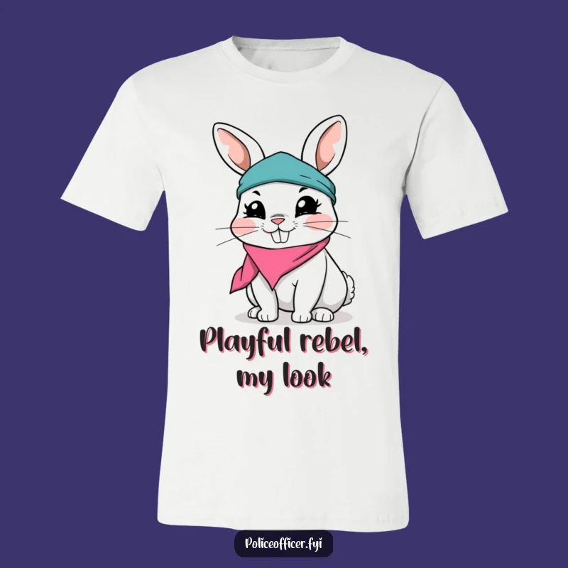 Funny Rabbit T-Shirt - Mischievous Grin, Bandana Style