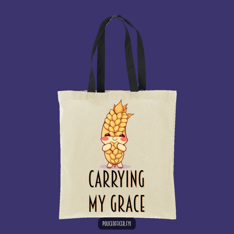 Funny Bowing Wheat Tote Bag - Carry Gratitude with Cartoon Farm Style