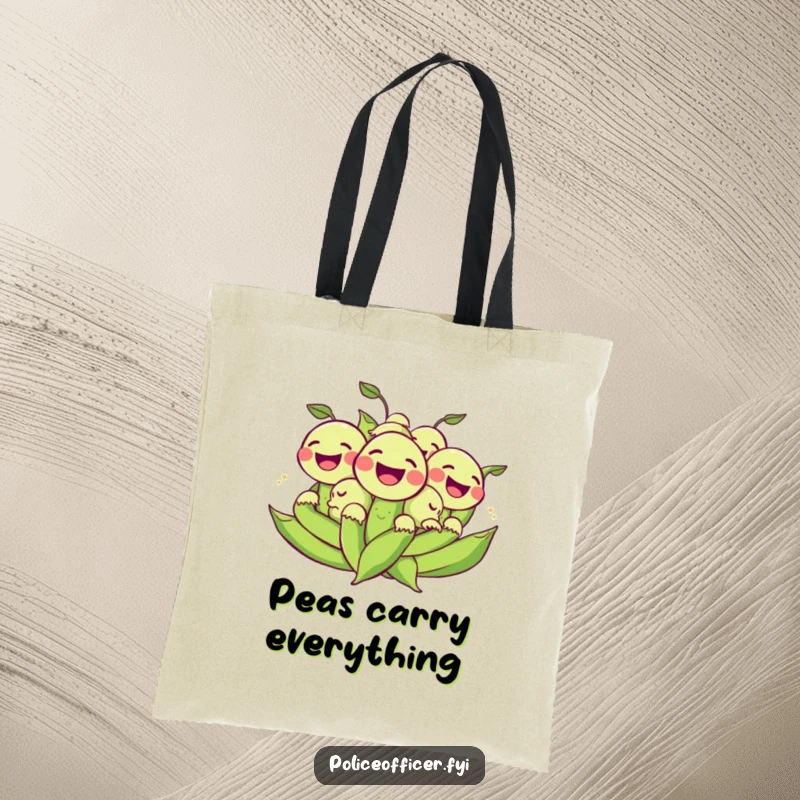 Funny Tote Bag: A cheerful bunch of peas laughing as they roll, hilariously carrying joy and playful energy everywhere.
